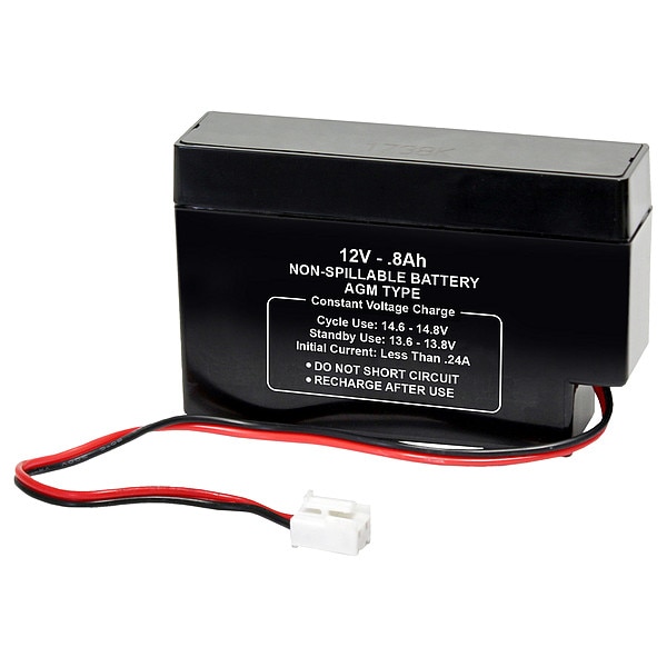 Zoro Select Battery, Sealed Lead Acid, 12V, 0.8Ah, JST - 2UKG8