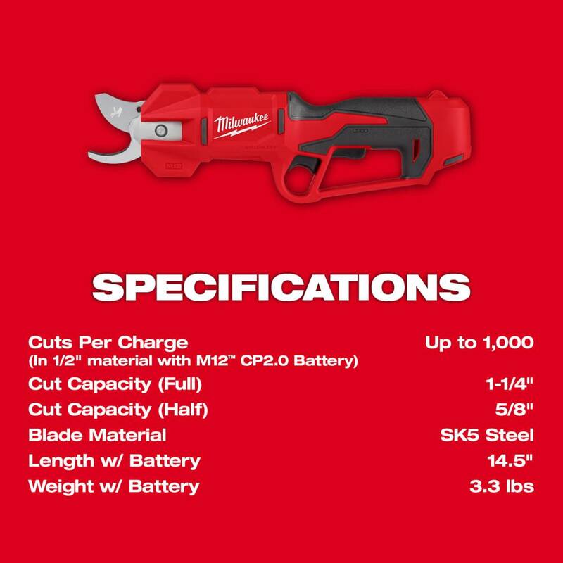 Sierra de poda sin cable Milwaukee M12 FUEL de 6 pulgadas con batería de iones de litio de 12V y motor sin escobillas, HACHA con tijeras podadoras, (2) baterías - 2527-20-2534-20-48-11-2425-48-11-2425.