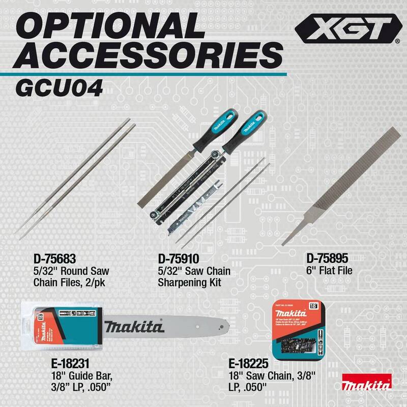 Makita XGT 18 pulgadas 40V máx. motosierra eléctrica sin escobillas con batería (Herramienta solamente) - GCU04Z