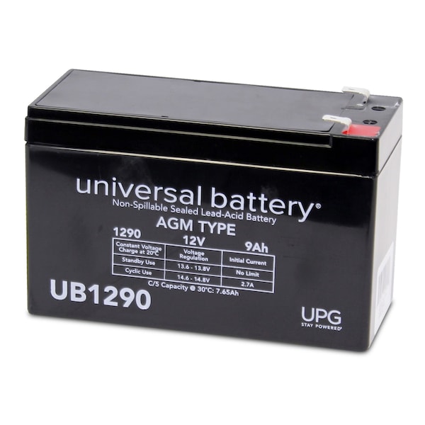 Upg Sealed Lead Acid Battery, 12 V, 9Ah, UB1290, F2 Faston Tab Terminal, AGM Type - 40748