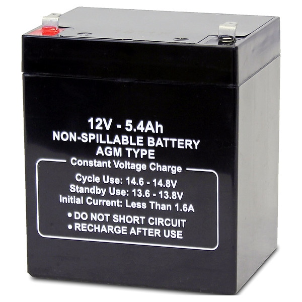 Zoro Select Battery, Sealed Lead Acid, 5.4Ah, Faston - 5EFG7