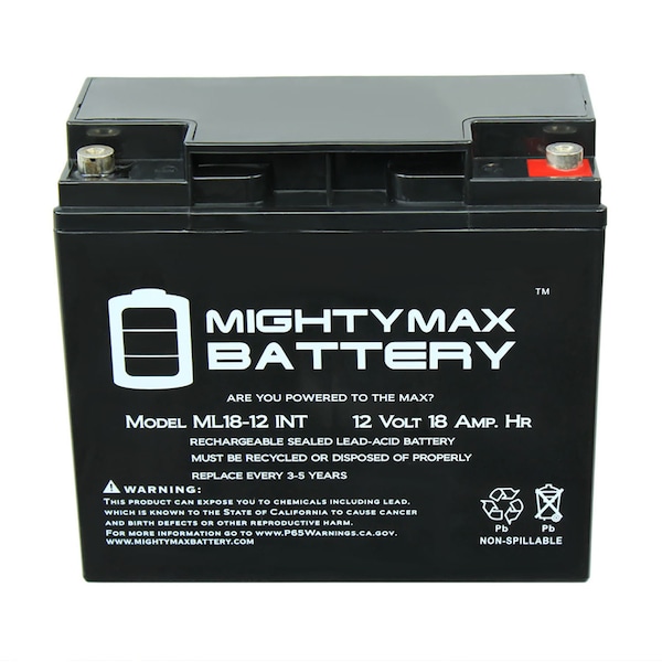 Mighty Max Battery 12V 18AH SLA Internal Thread Battery for Worx ECO WG780 19" Mower - ML18-12INT389