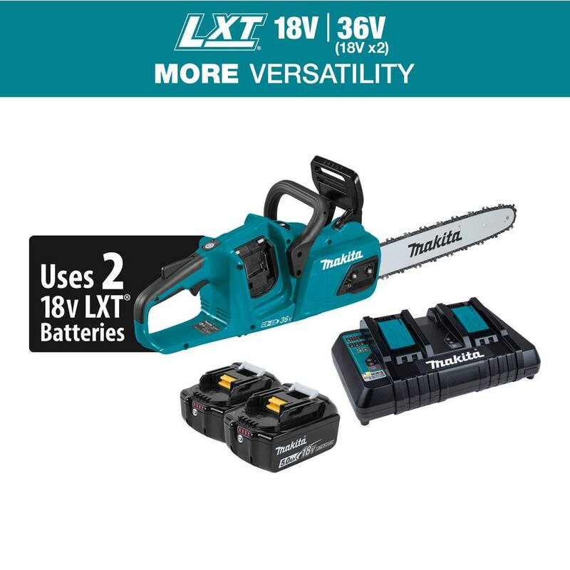 Kit de sierra de cadena con batería de ion de litio sin escobillas Makita LXT de 14 pulgadas y 18V X2 (36V) (5.0Ah) - XCU07PT