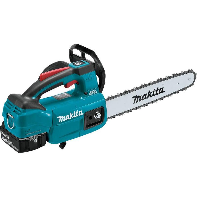 Makita LXT 12 in. 18V Sierra de Cadena Eléctrica Inalámbrica con Batería de Iones de Litio sin Escobillas y Mango Superior (4.0 Ah) - Kit XCU10SM1