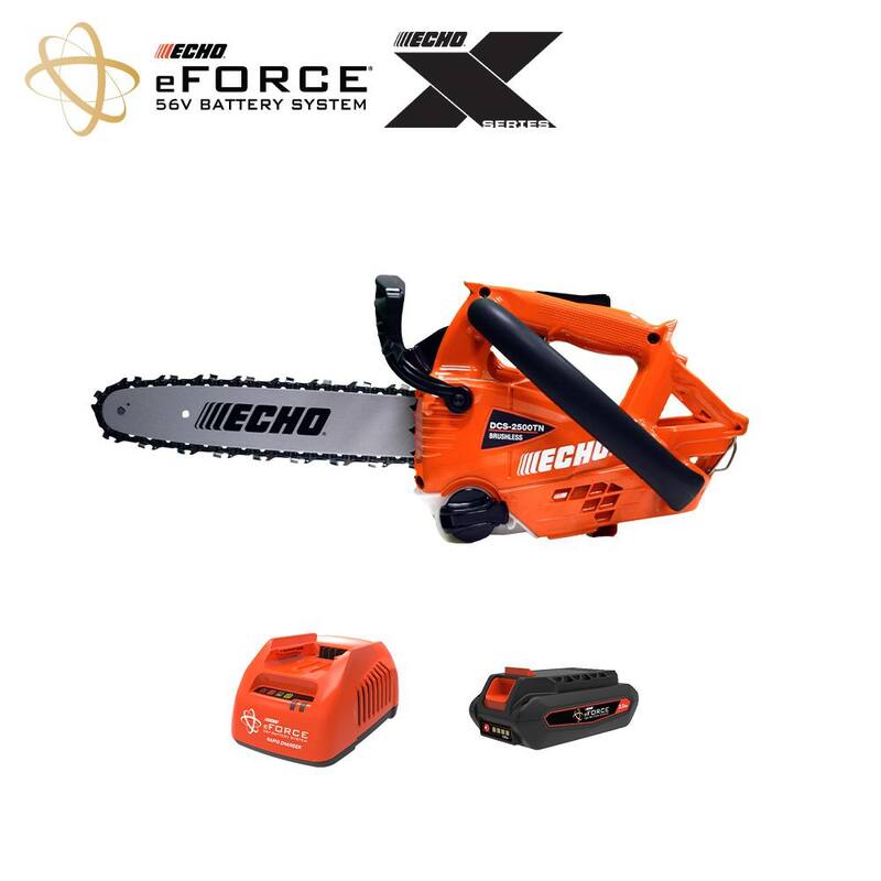 ECHO eFORCE 12 pulgadas 56V Serie X Motosierra de batería inalámbrica con mango superior con cadena SpeedCut Nano 80TXL y batería de 2.5Ah y cargador - DCS-2500TN-12R1