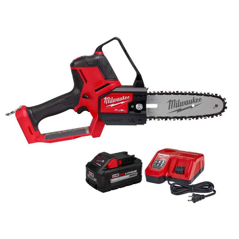 HACHA Sierra de poda con batería eléctrica sin escobillas de 18V de 8 pulgadas de Milwaukee M18 FUEL de iones de litio con batería XC de 8.0 Ah y cargador - 3004-20-48-59-1880