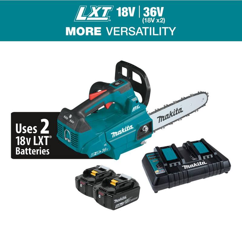 Makita LXT 14 pulgadas 18V X2 (36V) Kit de motosierra inalámbrica con batería de litio-ion sin escobillas y mango superior (5.0Ah) - XCU08PT