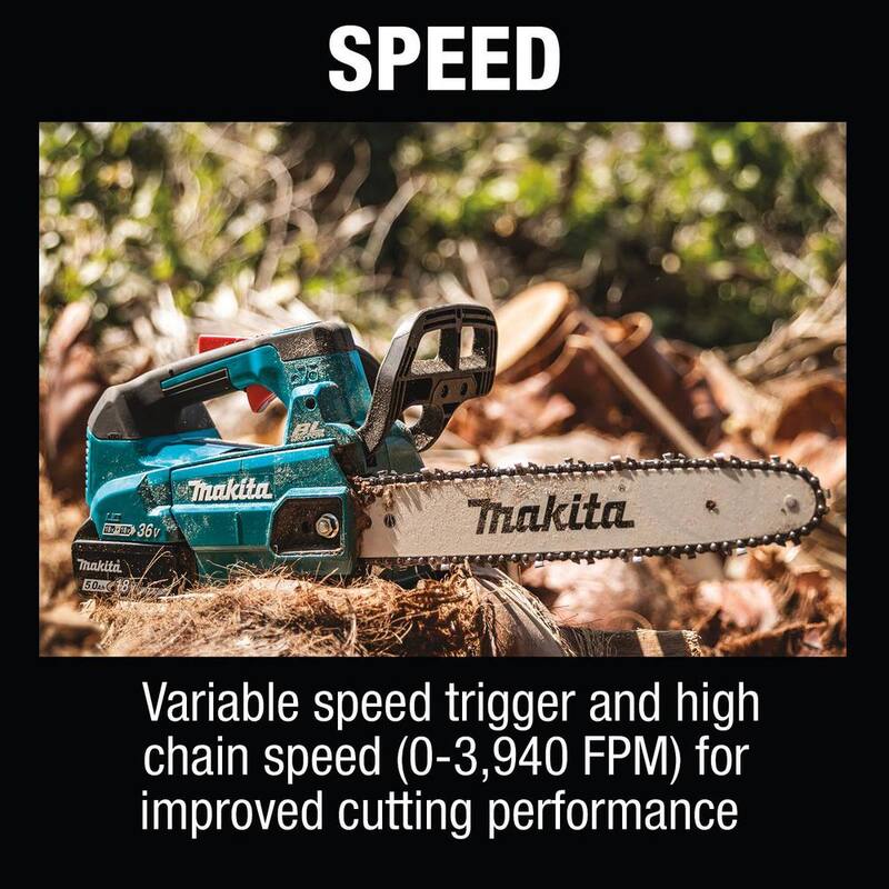 Makita LXT 14 pulgadas 18V X2 (36V) Kit de motosierra inalámbrica con batería de litio-ion sin escobillas y mango superior (5.0Ah) - XCU08PT