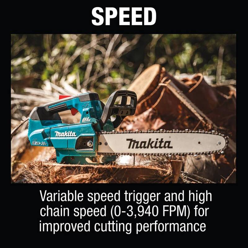 Sierra de cadena sin escobillas para batería de iones de litio Makita LXT de 16 pulgadas 18V X2 (36V) con mango superior (herramienta solamente) - XCU09Z