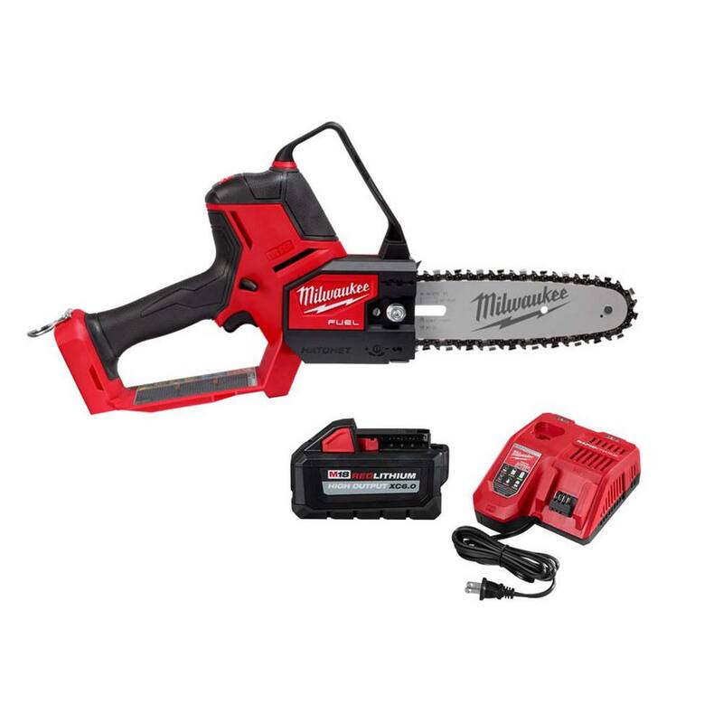 HACHA DE MOTOSIERRA ELÉCTRICA SIN ESCOBILLAS CON BATERÍA DE IONES DE LITIO DE 18V Milwaukee M18 FUEL de 8 pulgadas con salida alta de 6.0 Ah y cargador rápido - 3004-20-48-11-1865-48-59-1808