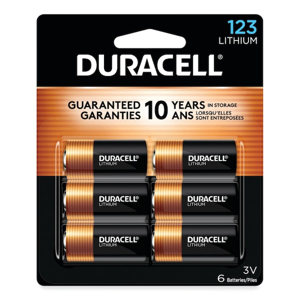 Duracell Specialty High-Power Lithium Batteries, 123, 3 V, PK6 - 5008630