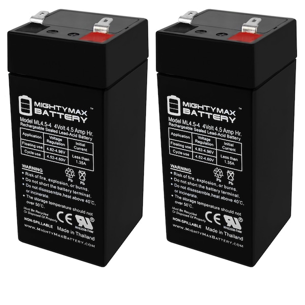 Mighty Max Battery 4 Volt 4.5 Ah SLA Replacement Battery for Sureway SW-1001 - 2 Pack - ML4.5-4MP215