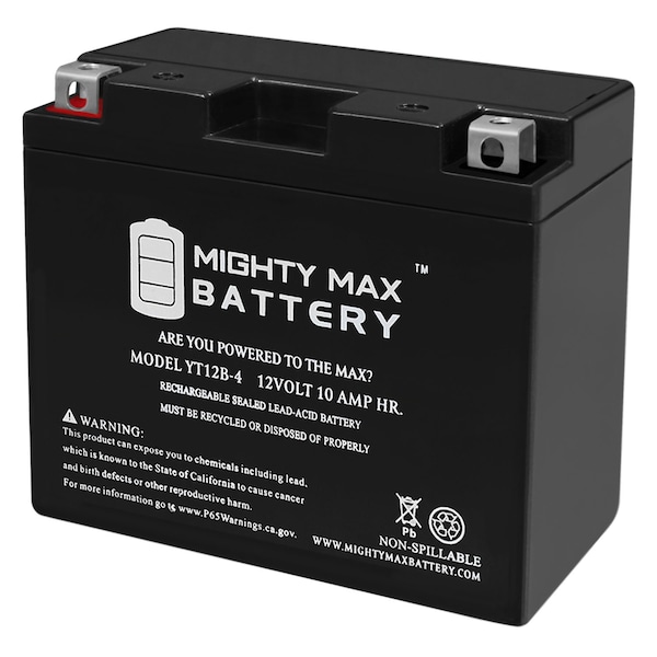 Mighty Max Battery YT12B-4 12V 10Ah SLA Battery Replaces Ducati Monster 696 796 821 S2R - YT12B-4109