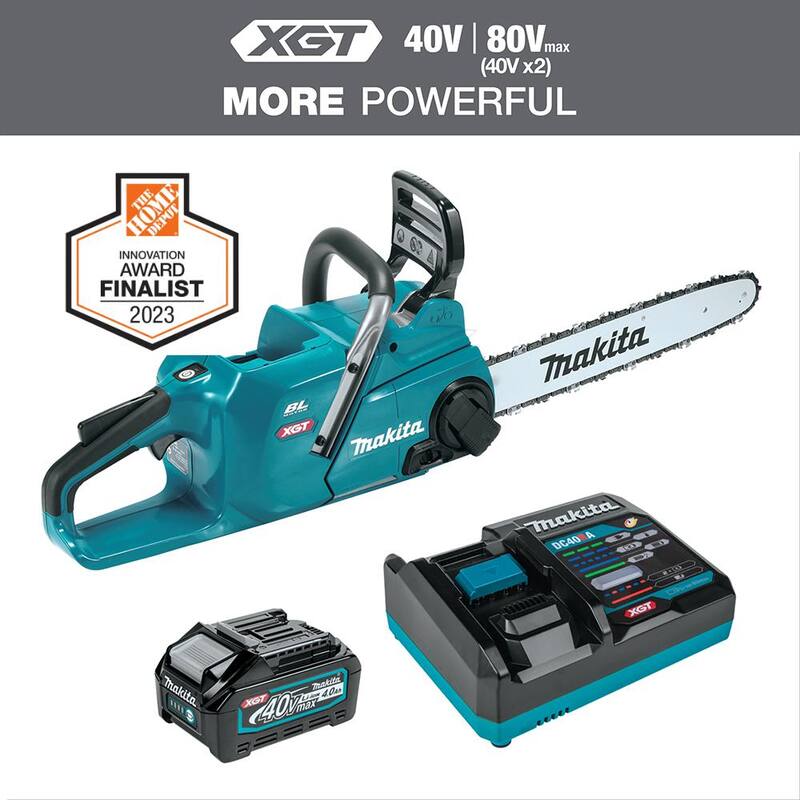 Makita XGT 16 pulgadas 40V máx Kit de motosierra eléctrica sin escobillas con batería (4.0Ah) - GCU05M1