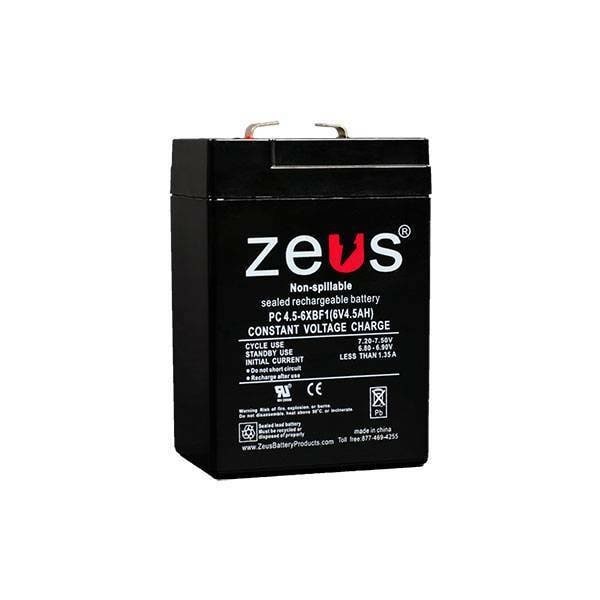 Zeus Battery Products 4Ah 6V F1 Sealed Lead Acid Battery - PC4.5-6XBF1
