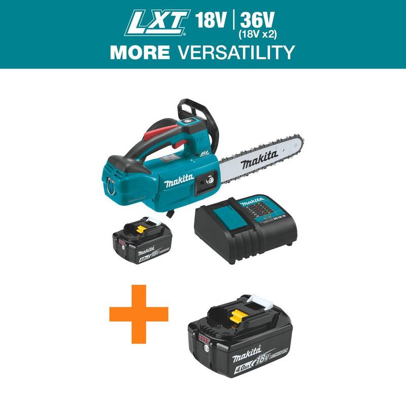 Kit de motosierra eléctrica inalámbrica sin escobillas de 18V con batería de iones de litio de 4.0Ah de Makita LXT, que incluye una batería adicional de iones de litio de 18V LXT de 4.0Ah - XCU06SM1BL1840B