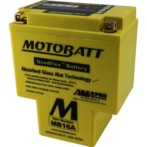 Motobatt 19Ah 200 CCA AGM Powersports Battery replaces HYB16A-A HYB16A-AB - MB16A