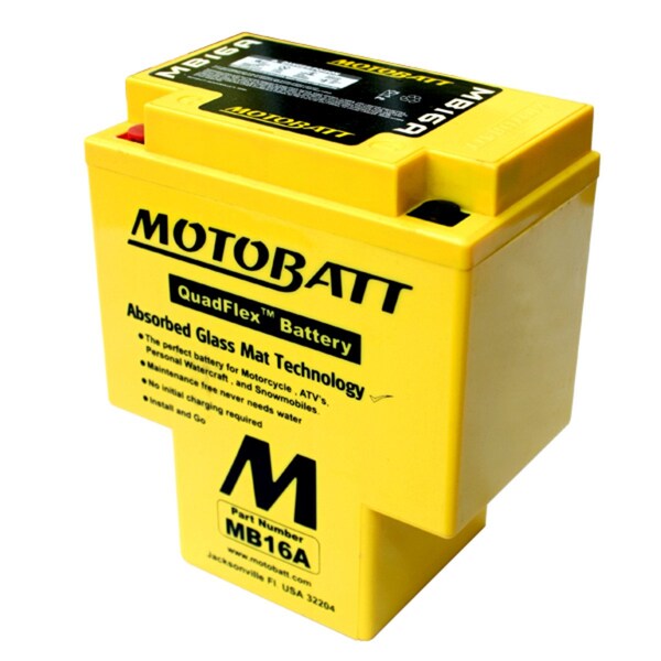 Motobatt 19Ah 200 CCA AGM Powersports Battery replaces HYB16A-A HYB16A-AB - MB16A