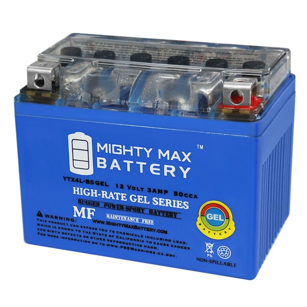 Mighty Max Battery YTX4L-BS GEL Battery Replaces Polaris 90 Scrambler Sportsman ETon - MAX3952501