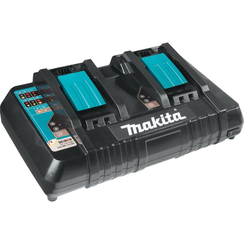 Makita 14 pulgadas 18-Volt X2 (36-Volt) LXT Sierra de cadena con batería sin escobillas y cargador óptimo dual de puerto rápido de 18-Volt LXT de bonificación - XCU03Z-DC18RD