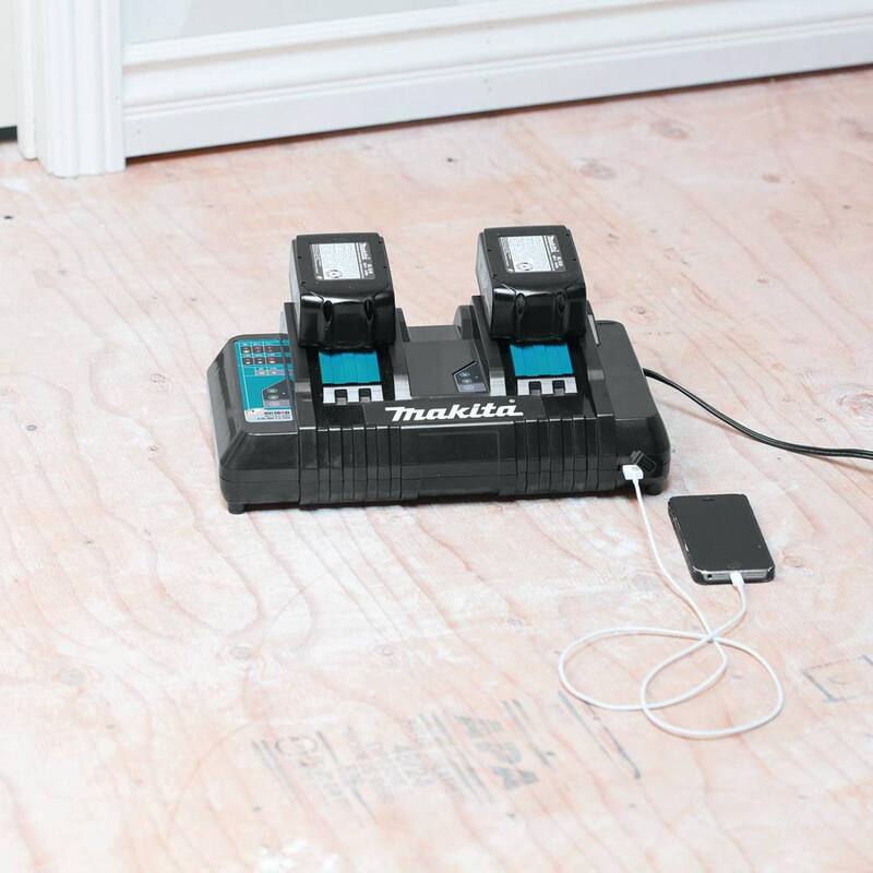 Makita 14 pulgadas 18-Volt X2 (36-Volt) LXT Sierra de cadena con batería sin escobillas y cargador óptimo dual de puerto rápido de 18-Volt LXT de bonificación - XCU03Z-DC18RD