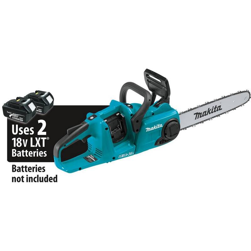 Makita 14 pulgadas 18-Volt X2 (36-Volt) LXT Sierra de cadena con batería sin escobillas y cargador óptimo dual de puerto rápido de 18-Volt LXT de bonificación - XCU03Z-DC18RD