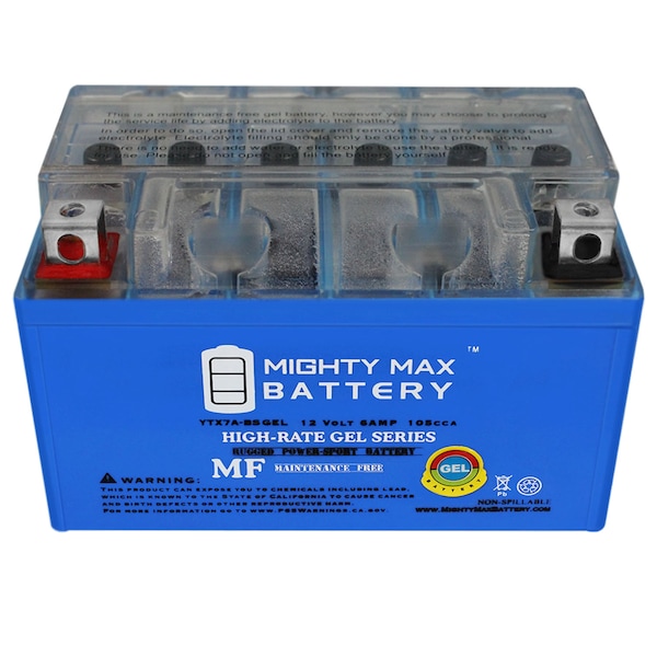 Mighty Max Battery YTX7A-BS GEL Battery Replacement for SYM Fiddle 2008-2017 - YTX7A-BSGEL1631