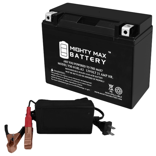 Mighty Max Battery Y50-N18L-A3 Replacement Battery for Heavy Duty RC50-N18L-A3 With 12V 4Amp Charger - MAX3947699