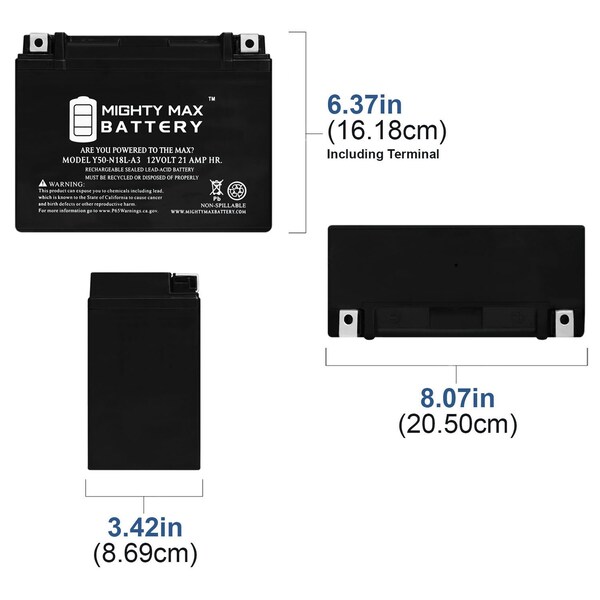 Mighty Max Battery Y50-N18L-A3 Replacement Battery for Heavy Duty RC50-N18L-A3 With 12V 4Amp Charger - MAX3947699