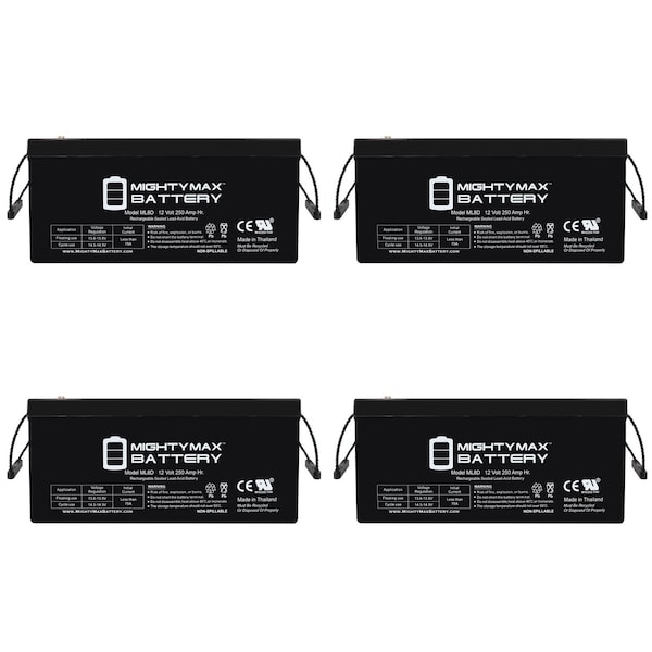 Mighty Max Battery 12V 250Ah SLA Battery Replaces Lifeline 12V 255AH GPL-8DL - 4PK - MAX3892142