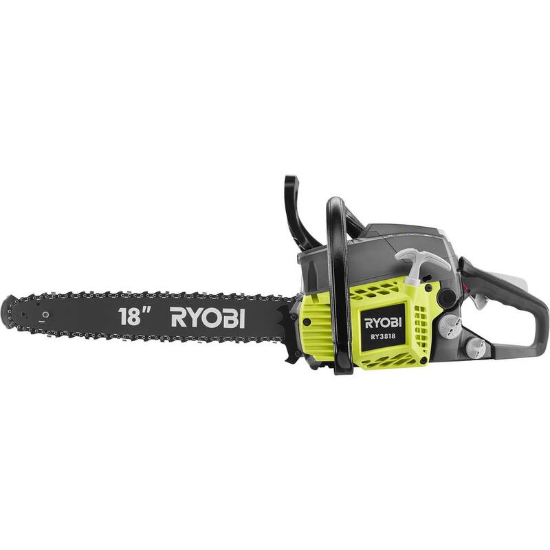 RYOBI 18 pulgadas 38cc motosierra de gas de 2 ciclos con estuche resistente - RY3818