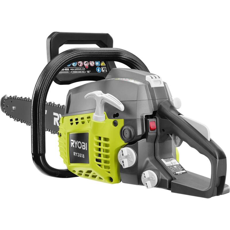 RYOBI 18 pulgadas 38cc motosierra de gas de 2 ciclos con estuche resistente - RY3818