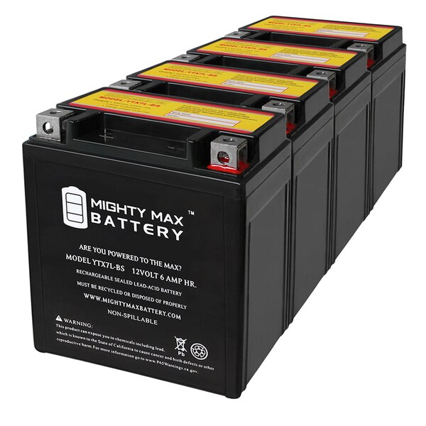 Mighty Max Battery YTX7L-BS Battery Replaces Centennial CTX7LBS Powersports - 4PK - MAX3860168