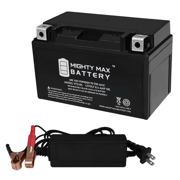 Mighty Max Battery YTZ10S Battery Replacement for Champion TZ10S With 12V 2Amp Charger - MAX3837317