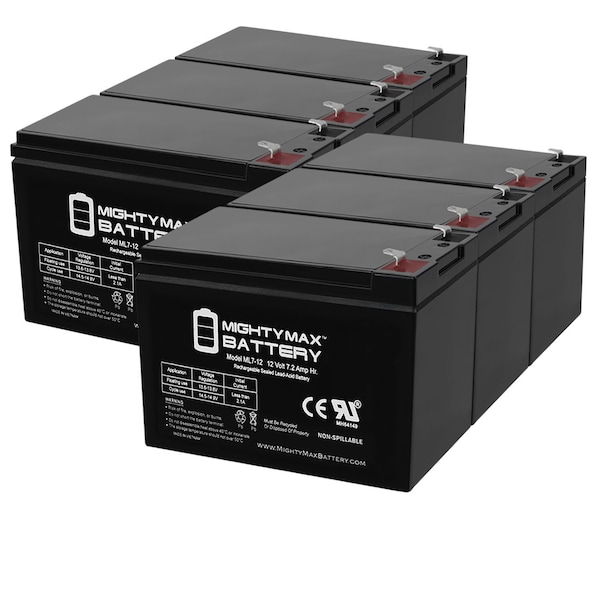 Mighty Max Battery 12V 7Ah SLA Battery Replacement for Eagle Picher CF-12V7.2 - 6 Pack - ML7-12MP636171496921721