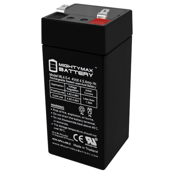 Mighty Max Battery 4 Volt 4.5 Ah SLA Replacement Battery for SigmasTek SP4-4.5 - MAX3942383