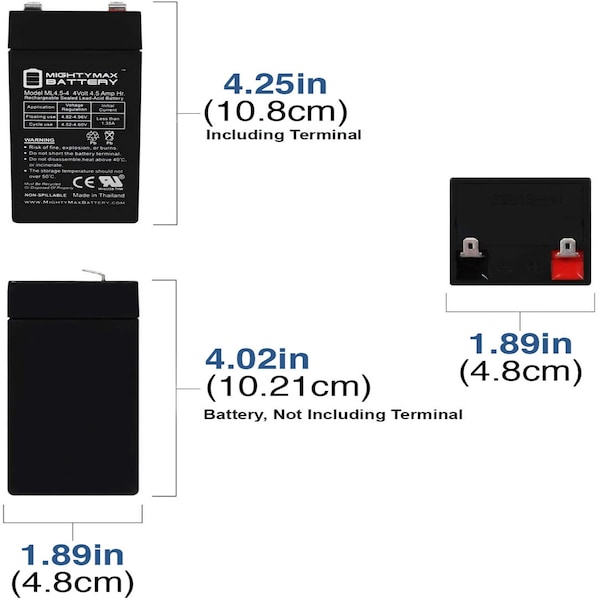 Mighty Max Battery 4 Volt 4.5 Ah SLA Replacement Battery for SigmasTek SP4-4.5 - MAX3942383