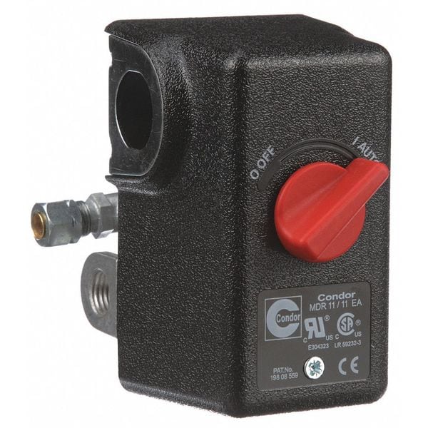 Switch de presión Condor Usa, (4) Puertos, 1/4 pulg. FNPT, DPST, 20 a 105 psi, Acción Estándar - 11EC2E.