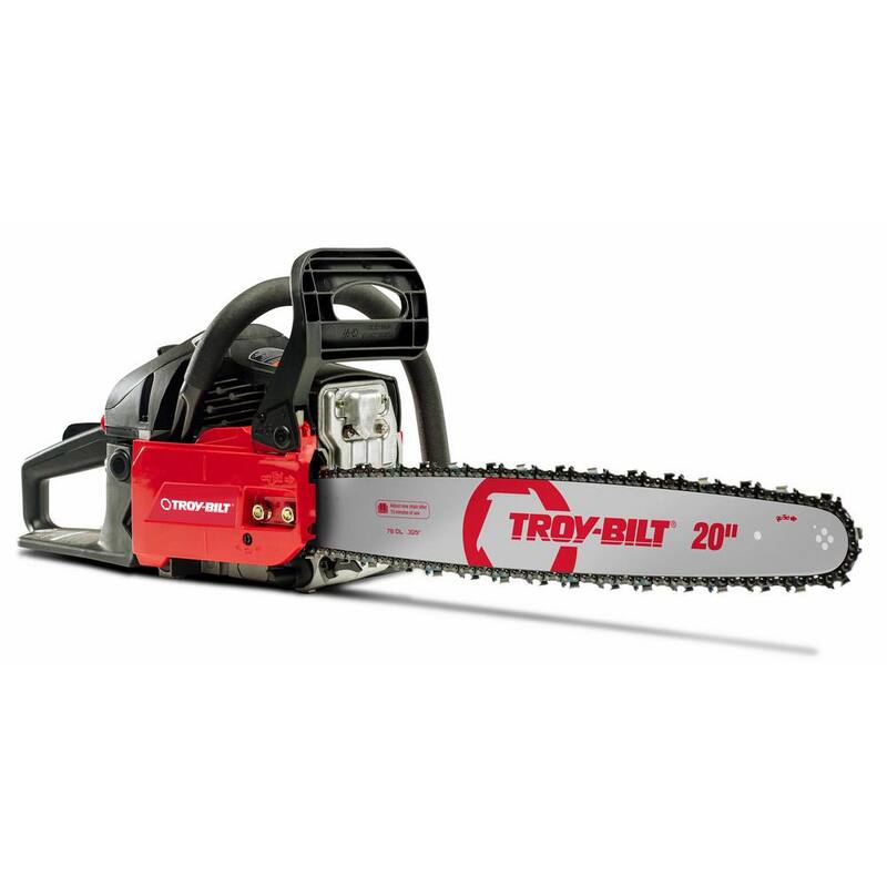 Troy-Bilt 20 in. 46 cc Gas 2-Cycle Chainsaw with Automatic Chain Oiler and Heavy-Duty Carry Case Included - TB4620C

Troy-Bilt 20 pulgadas 46 cc Gasolina Sierra de Cadena de 2 Tiempos con Lubricador Automático de Cadena y Estuche Resistente incluido - TB4620C