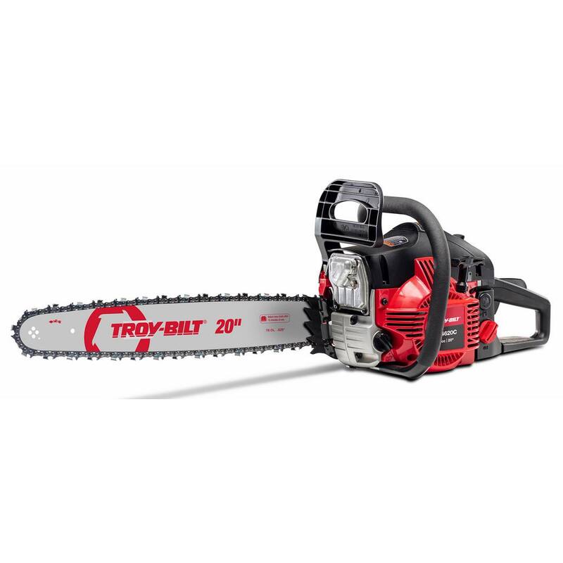 Troy-Bilt 20 in. 46 cc Gas 2-Cycle Chainsaw with Automatic Chain Oiler and Heavy-Duty Carry Case Included - TB4620C

Troy-Bilt 20 pulgadas 46 cc Gasolina Sierra de Cadena de 2 Tiempos con Lubricador Automático de Cadena y Estuche Resistente incluido - TB4620C