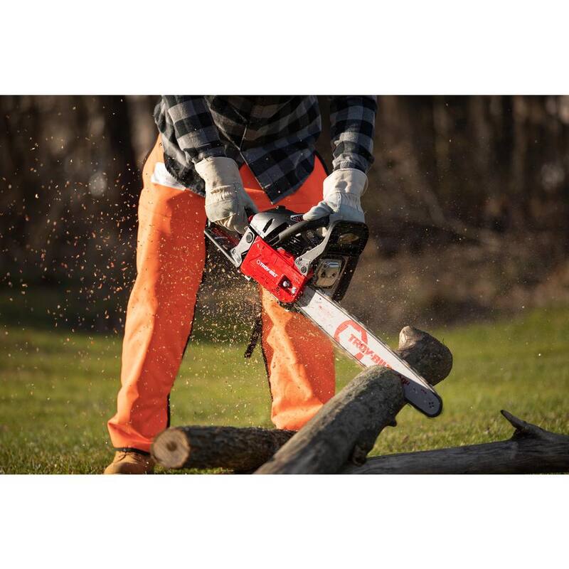 Troy-Bilt 20 in. 46 cc Gas 2-Cycle Chainsaw with Automatic Chain Oiler and Heavy-Duty Carry Case Included - TB4620C

Troy-Bilt 20 pulgadas 46 cc Gasolina Sierra de Cadena de 2 Tiempos con Lubricador Automático de Cadena y Estuche Resistente incluido - TB4620C
