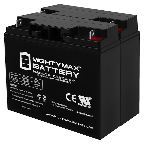 Mighty Max Battery ML22-12 - 12V 22AH Rascal 320, 500 T, 500T Battery - 2 Pack - ML22-12MP2114108