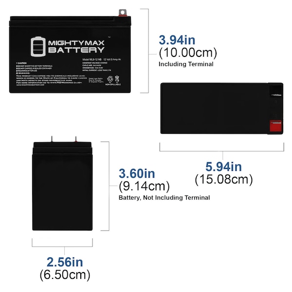 Mighty Max Battery 12V 9AH SLA Battery Replacement for Generac 0G9449 - ML9-12NB6