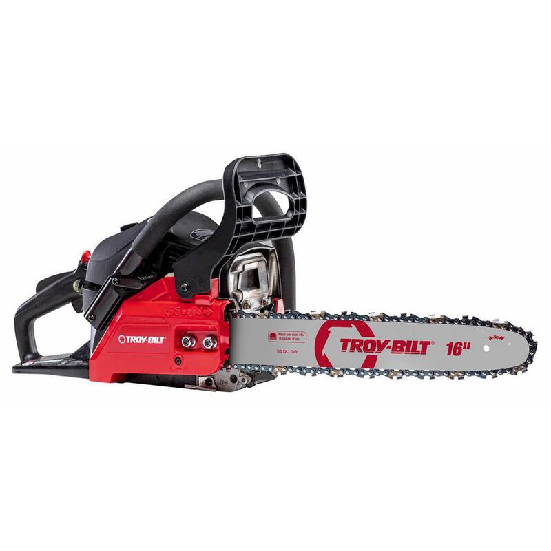 Troy-Bilt 16 pulgadas 42 cc Motosierra a gasolina ligera de 2 tiempos con lubricador automático de cadena - TB4216