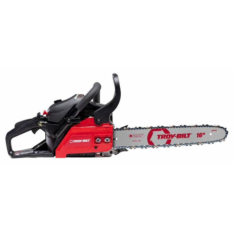 Troy-Bilt 16 pulgadas 42 cc Motosierra a gasolina ligera de 2 tiempos con lubricador automático de cadena - TB4216