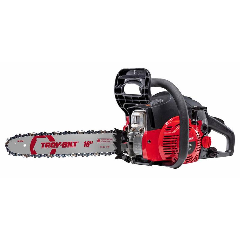 Troy-Bilt 16 pulgadas 42 cc Motosierra a gasolina ligera de 2 tiempos con lubricador automático de cadena - TB4216
