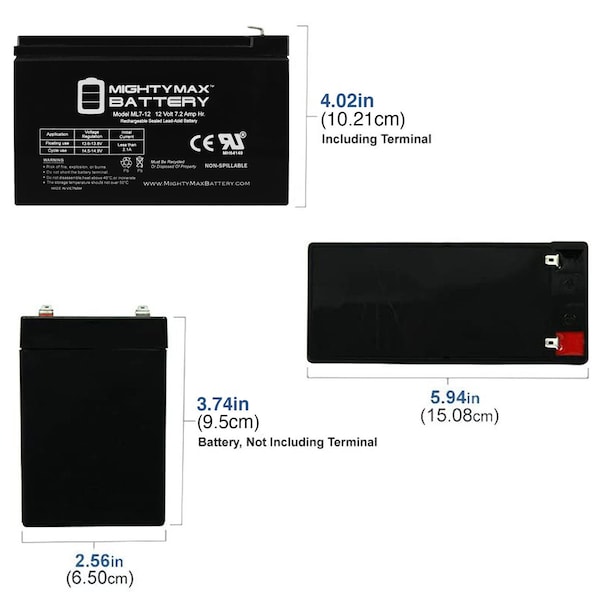 Mighty Max Battery 12V 7Ah SLA Replacement Battery for EnerSys NP7-12 - MAX3943271