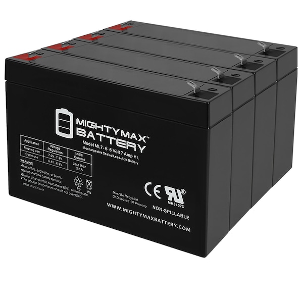 Mighty Max Battery 6V 7Ah CF-6V7 PE6V7.2F1 CA160 BSL0925 Battery - 4 Pack - ML7-6MP411