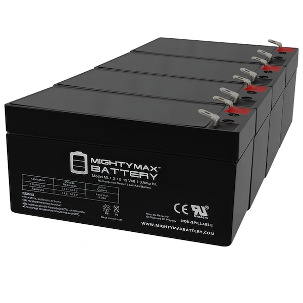 Mighty Max Battery 12 V1.3Ah SLA Battery Replacement for Vision CP1213 - 4 Pack - ML1.3-12MP43220