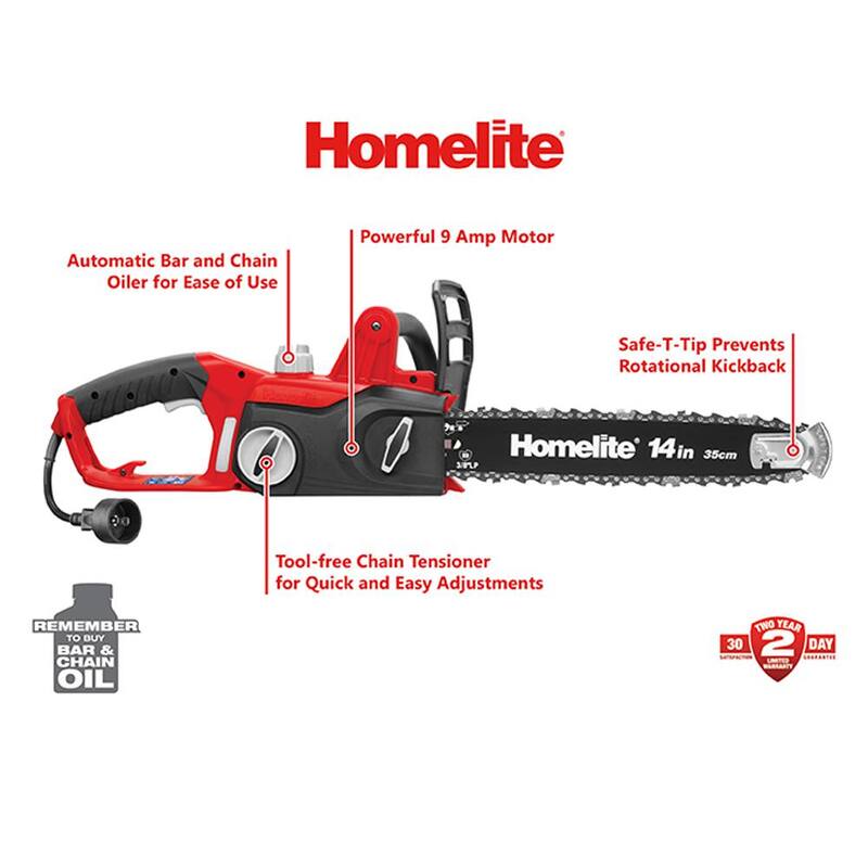Homelite 14 pulgadas 9 amperes motosierra eléctrica - UT43104